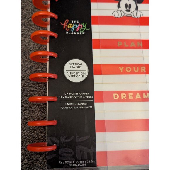 Disney Mickey Mouse "Plan Your Dreams" 12-Month Undated Vertical Layout Happy Pl - Picture 2 of 5